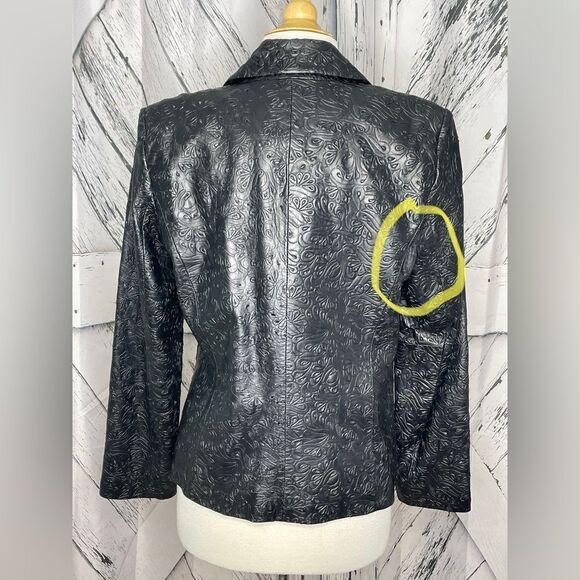Siena Studio black leather laser cut blazer/jacket 8 - Picture 4 of 9